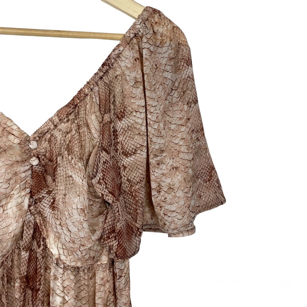 ANTHROPOLOGIE NWT Short Sleeve Tiered Maxi Dress, Snakeskin Print, Size Small - Picture 6 of 16